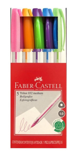 Caneta Esf Faber Castel Trilux 032 Medium 1.0 C/5 Cores