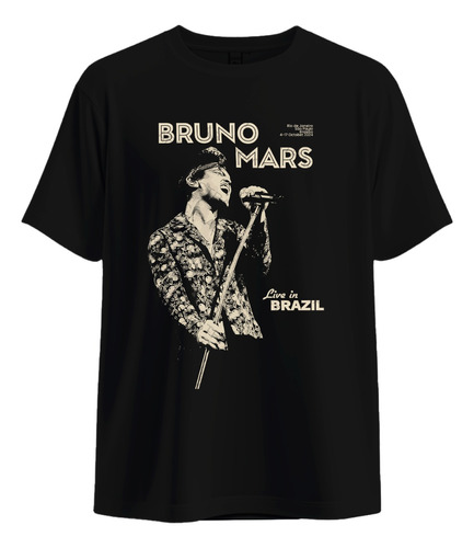 Camiseta Basica Bruno Mars Live In Brazil Pop Tour Unissex