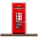  Londres Cabine Telefone - Adesivo Decoração Para Portas 
