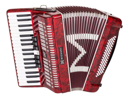 Acordeon Michael 80 Baixos Acm8007n Prd Vermelho Perolado