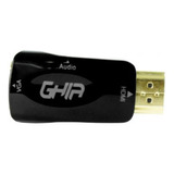 Adaptador Video Ghia Adap-1 Hdmi A Vga 1080p Audio 3.5 Mm Ne