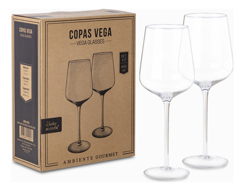 Copa Vega En Cristal 650 Ml Setx2 Ambiente Gourmet