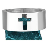 Anillo Argolla Clásica Cruz Color Plata De Acero Para Hombre