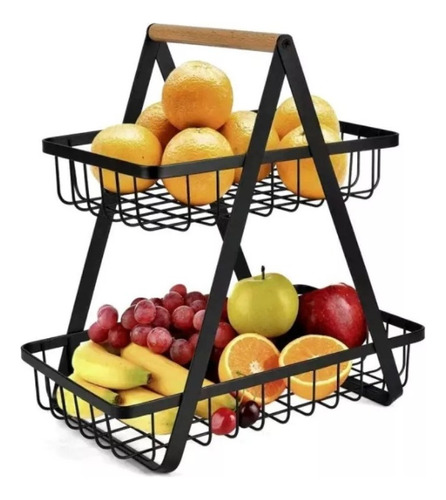 Frutero Cesta De Cocina Organizador Fruta Pan 2 Niveles Rack