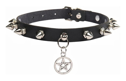 Gargantilla Choker Taches Pentagrama Mujer Rock Punk Metal