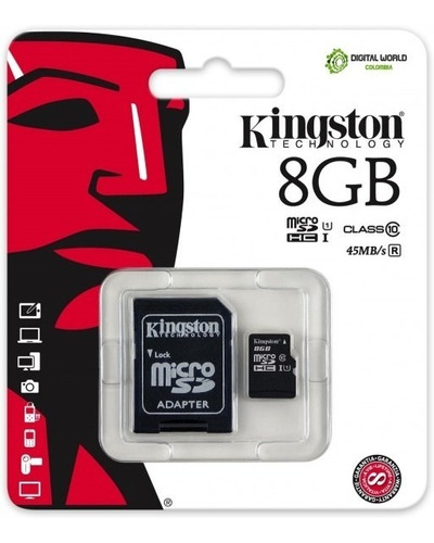 Memoria Kingston Micro Sd 8 Gb Clase 10 + Adaptador Sd