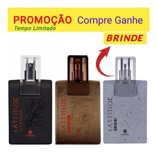 Perfume Linha Lattitude Completa Hinode 2 Unidades + Brinde (stamina + Expedition + Grátis - Origini) 100ml