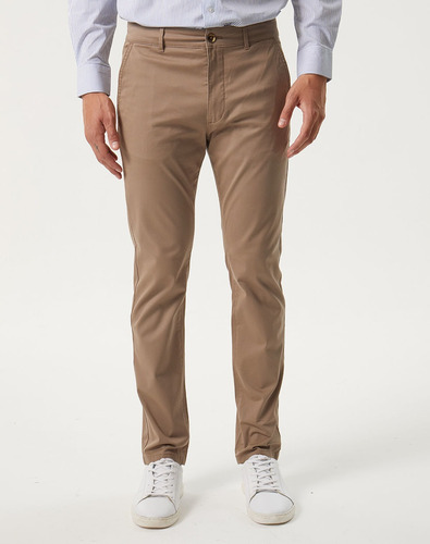 Pantalón Chino Huez Slim Fit Hombre Gabardina Tostado Equus