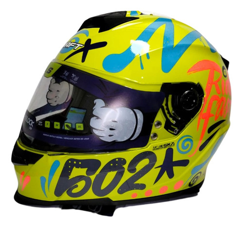 Casco Shaft Sh502 Amarillo Azul Handme L Cerrado