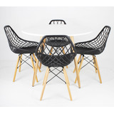 Kit Sala/cozinha Mesa 100cm Redonda De Mdf + 4 Cadeiras Cloe