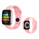 Smartwatch Inteligente Compatible Samsung Motorola iPhone Color De La Caja Rosa Color De La Malla Rosa Color Del Bisel Rosa