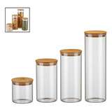 Conjunto De 4 Potes Herméticos Tampa De Bambu Electrolux