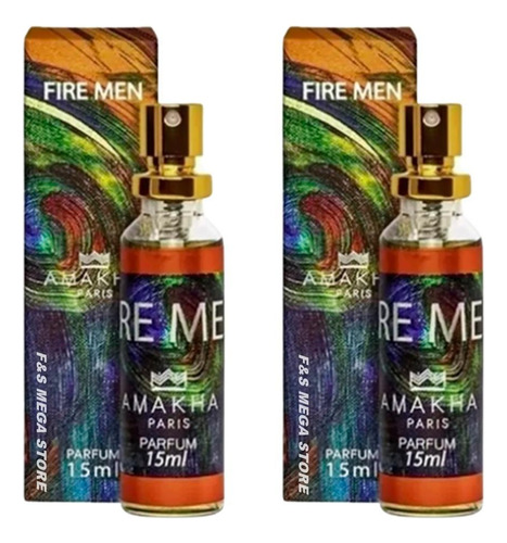 Kit 02 Perfume Masculino Fire Men Amakha Paris 15ml Bolso