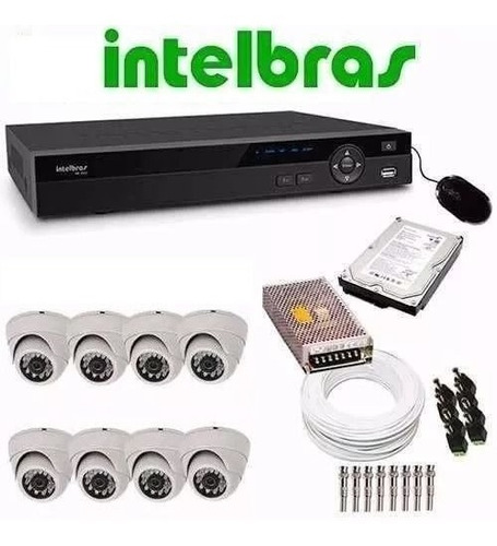 Kit Segurança Residencial 8 Cameras Full Hd Dvr Intelbras 