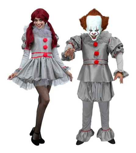 Disfraz De Pareja Payaso Pennywise Halloween Terror Fiesta