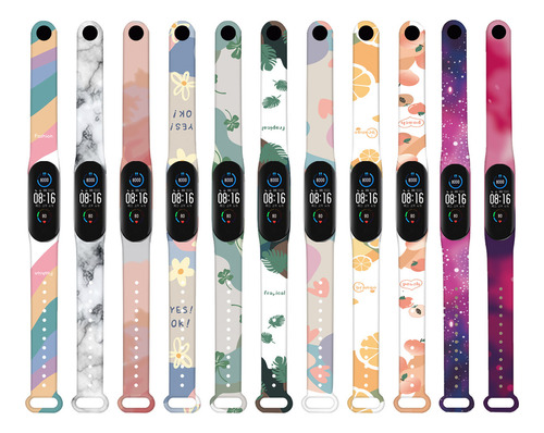 11pcs Pulsera Impresa Para Xiaomi Mi Band Serie Strap Correa