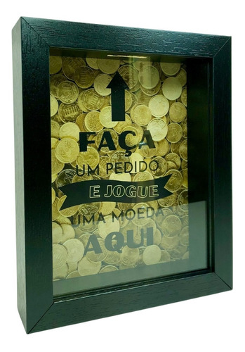 Quadro Cofre Decorativo Porta Dinheiro Moedas Vidro 2 Tipos