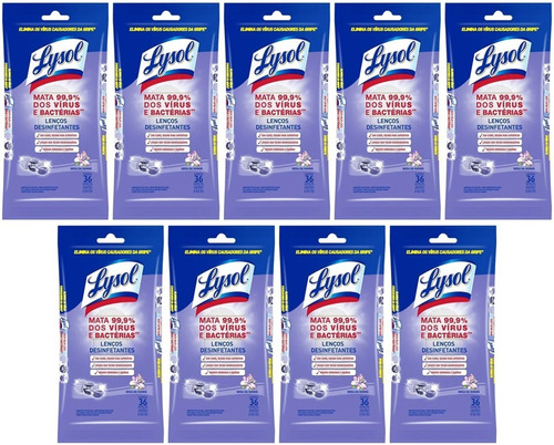 Lysol Toallitas Desinfectantes Lavanda Caja Con 9 Pzs De 36