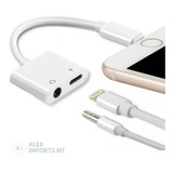 Adaptador iPhone Dual P2 + Lightning Carrega Com Fone 3.5mm