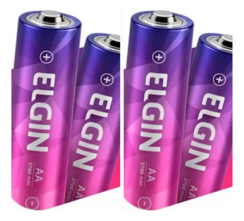 Pilha Recarregável Elgin Aa 2700mah Kit Com 4 Unidades