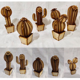 Juego/set De Cactus X5 Decoracion En Mdf