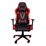 Cadeira De Escritório Gamer Xt Racer Viking Couro Sintético Cor Preto E Vermelho