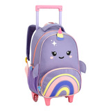 Mochila De Rodinhas Pequena Escolar Creche Menina E Menino