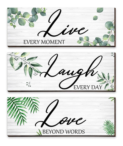 3 Piezas Live Laugh Love Letrero De Madera Hojas De Euc...