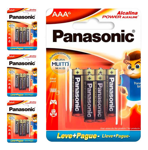 24 Pilhas Alcalinas Aaa Panasonic (4 Cart)