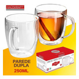 Caneca Parede Dupla Doppio 250ml Vidro Café, Chá Hauskraft