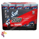 10 Rollos Scott Shop Original Toallas De Papel Multiusos