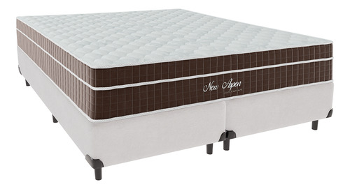 Cama + Box Queen Size Branca Colchão New Aspen Comfort Prime