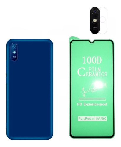 Estuche Case + Vidrio Cerámico + Vidrio Cámara Redmi 9a/9c