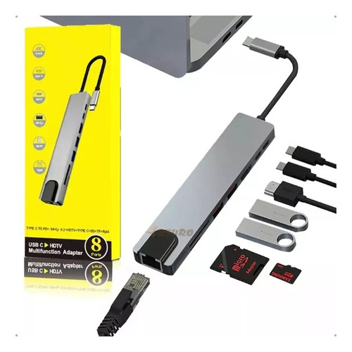 Adaptador Usb Tipo C Hdmi 4k 8 En 1