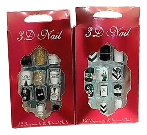 Unha Postiça 3d Autocolante Nail Decorada