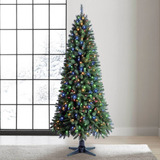 Arbol De Navidad Slim Giratorio De 2.28m Con Luces Led Color Verde