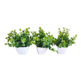 3 Vasinhos Decorativo C/ Planta Artificial Enfeite Sala