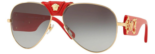 Lentes Sol Versace Ve2150q Iconic Metal Pilot Italy 62mm