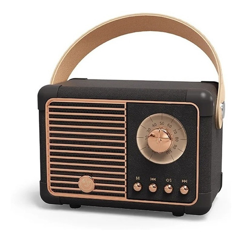 Mini Rádio Fm Vintage Decorativo Portátil Bluetooth Preto