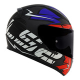 Capacete Ls2 Ff353 Diversos Gráficos E Cores Em Tamanho Do Capacete 56 Desenho Cromo - Fosco Preto Vermelho E Azul