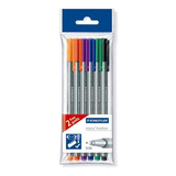 Marcador Fino Microfibras Staedtler Triplus Pack X6 Colores