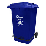 Contenedor Basura Qrubber 360 Lts Con Pedal - Azul