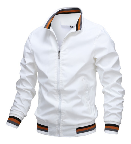 Chaqueta De Hombre Casual Cuello De Pie Color Sólido Abrigo