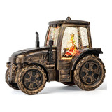 Christmas Musical Lighted Tractor Snow Globe Lantern Wi...