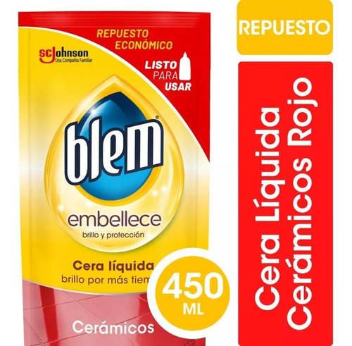 Blem Embellece Cerámicos Rojo Repuesto 450ml 