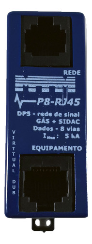 Protetor De Surto Raio Dps Mtm P8-rj45 Rede Ethernet 8 Vias
