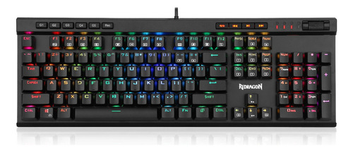 Teclado Gamer Redragon Vata Pro K580rgb-pro Qwerty Outemu Brown Español Latinoamérica Color Negro Con Luz Rgb