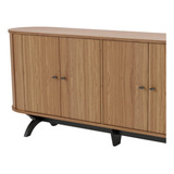 Balcão Buffet Pés Retrô 180cm 4 Pta Miles D01 Freijó/preto Cor Marrom Amarelado