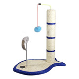 Juguete Rascador Poste Sisal, Base Pez Y Pelota Para Gatos