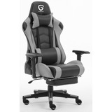 Silla De Escritorio The Game House Ergonómica Apoyapiés Stgh03 Gamer Ergonómica  Gris Con Tapizado De Cuero Sintético